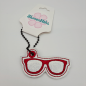 Preview: Kleiner Anhänger Brille #4 silber/rot